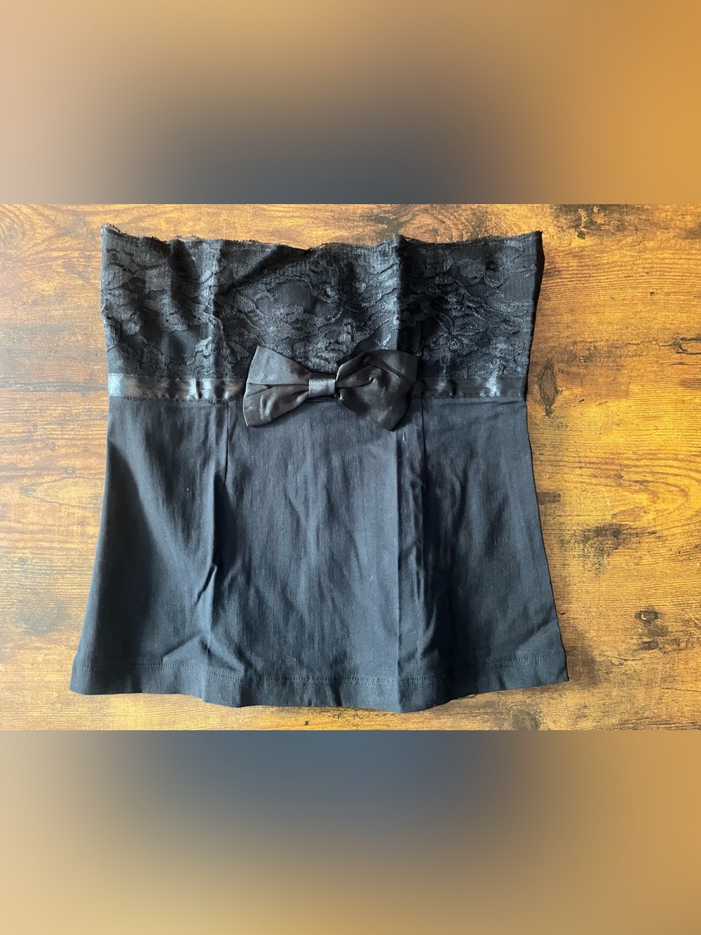 Nwot Black Strapless Tube Top Bow Tank Top Size S With Lace